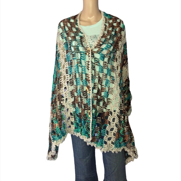 Crocheted Multi-way Poncho Wrap Scarf OOAK! - Picture 10 of 15
